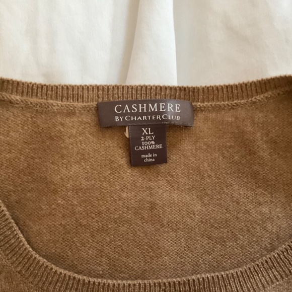 Cashmere by Charter Club Women’s Tan sleeveless Cardigan Size XL - Picture 3 of 4
